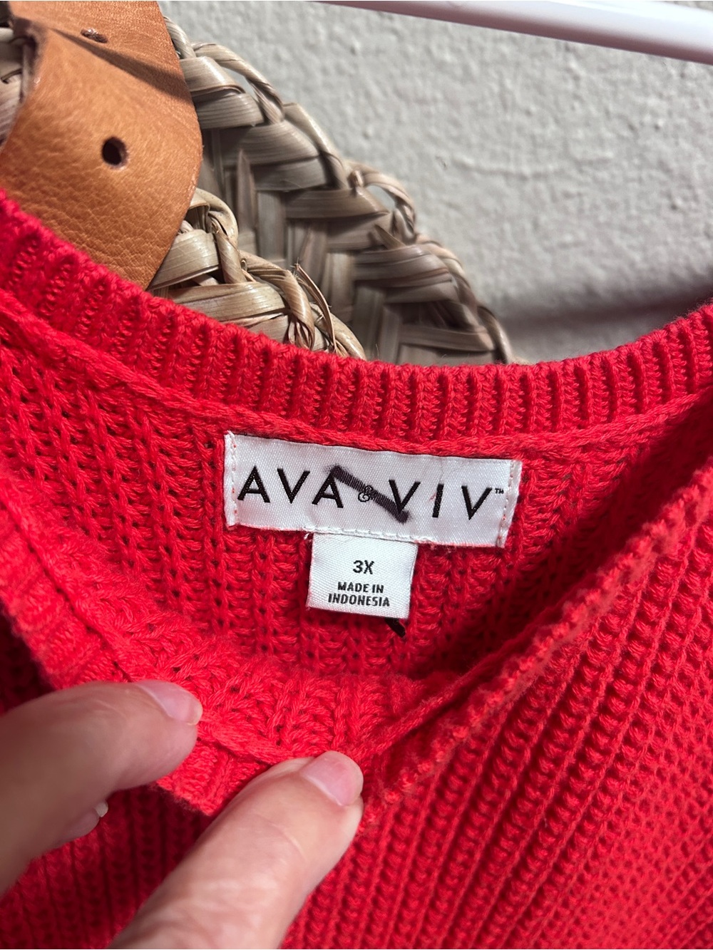 Ava & Viv Bright Red V-Neck Ribbed Sweater
